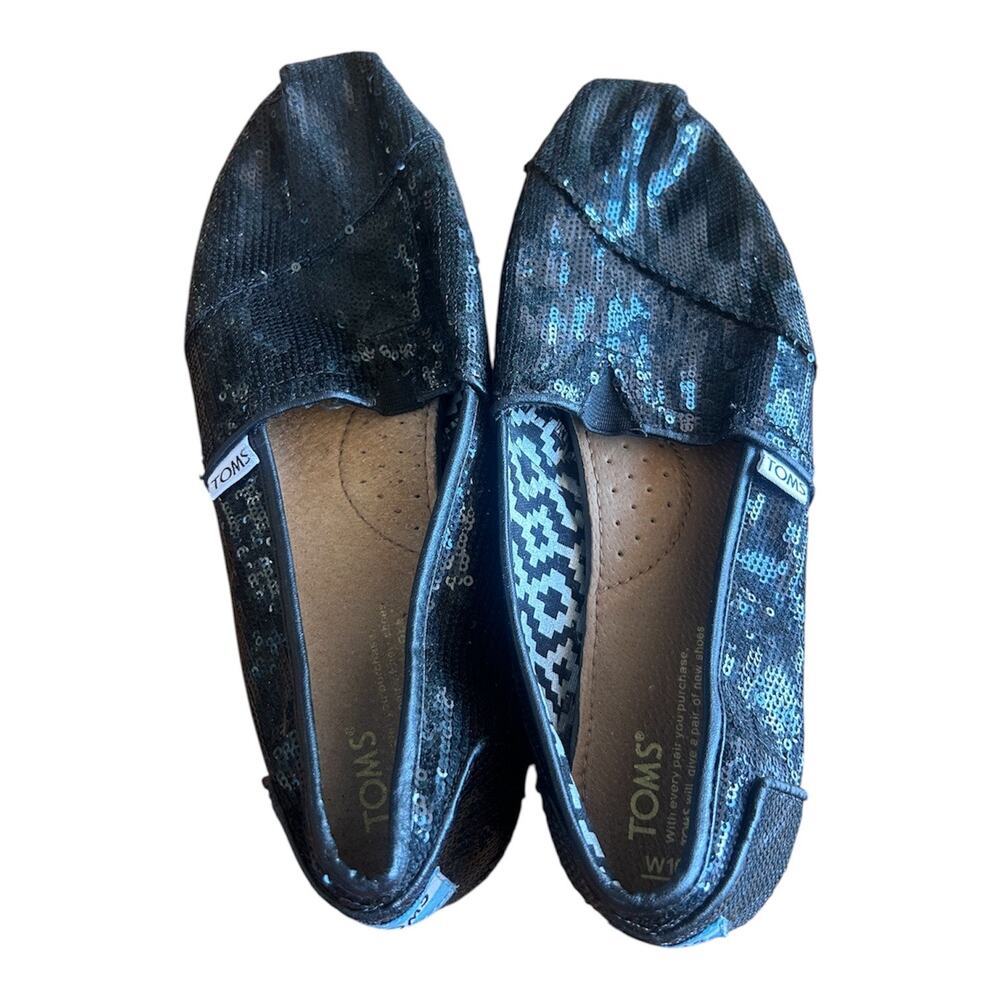 Tom’s Black Sequin Slip-On Shoes WS11